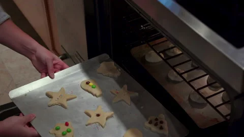 Cookies Being Placed in the Oven Stock Footage 142157172