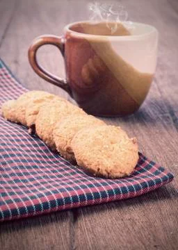 Cookies on borwn fabric Stock Photos