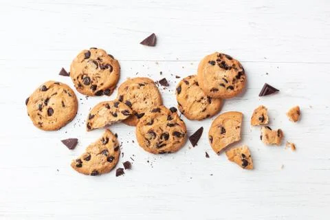 Cookies with chocolate chips. Stock Photos