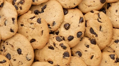 Cookies with chocolate, close up. Video stock 143189725