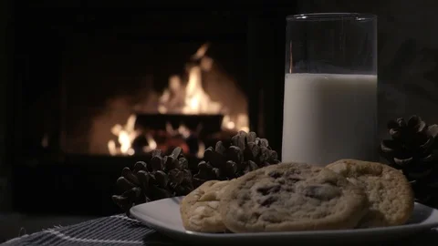 Cookies Christmas Fireplace Video stock 101032164