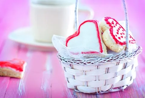 Cookies with cocoa drink on the table Stock Photos