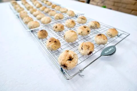 Cookies Cooling On Rack Stock Photos