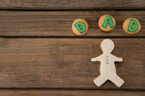 Cookies with dad text on table Stock Photos