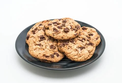 Cookies with dark chocolate chips Stock Photos