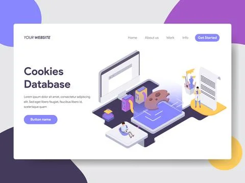 Cookies Database Isometric Illustration For Web Pages Illustrazione stock