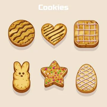Cookies in different shapes set Stock Illustration