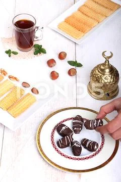 Cookies of Eid El Fitr Islamic Feast Stock Photos