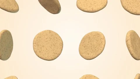 Cookies Falling on a Light Background. Biscuits 3D Animation. 4K Video stock 304132632