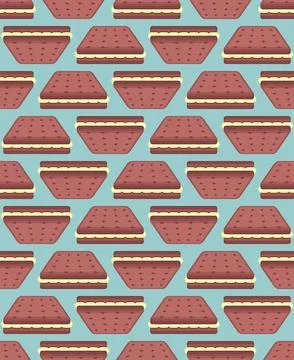 Cookies with filling pattern seamless. Chocolate cookies with cream backgroun Stock Illustration