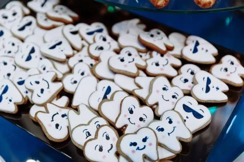 Cookies in the form of teeth. Stock Photos