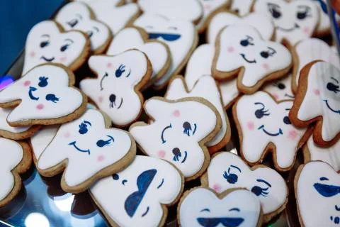 Cookies in the form of teeth. Stock Photos