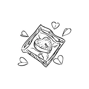 Cookies, heart, box sketch vector illustration Stock Illustration