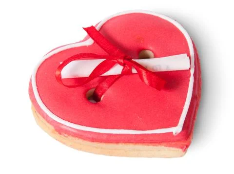 Cookies heart with note Stock Photos