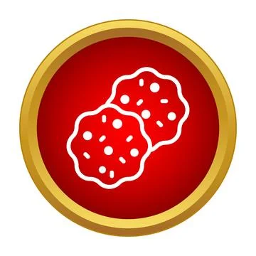 Cookies icon in a round red button Stock Illustration