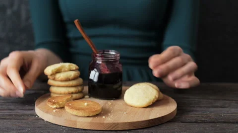 Cookies with jam Stock Footage 63033153