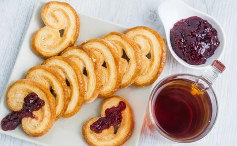 Cookies from layer dough Stock Photos