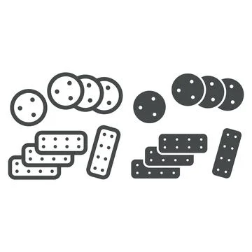 Cookies line and solid icon, fast food concept, biscuits vector sign on white Illustrazione stock