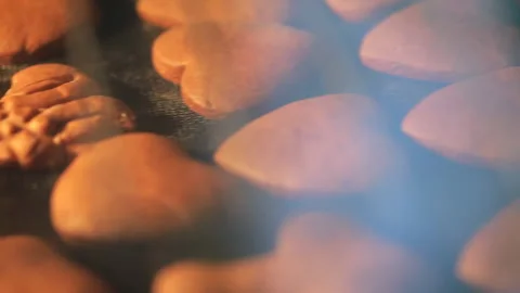 The cookies in the oven, closeup Stock Footage 218983729