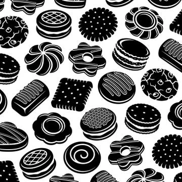 Cookies pattern background set. Collection icon cookies. Vector Stock Illustration