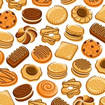Cookies pattern background set. Collection icon cookies. Vector Stock Illustration