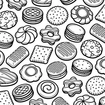 Cookies pattern background set. Collection icon cookies. Vector Stock Illustration
