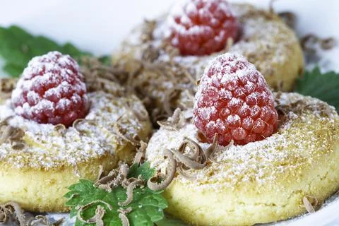 Cookies with raspberry and chocolate Stock Photos