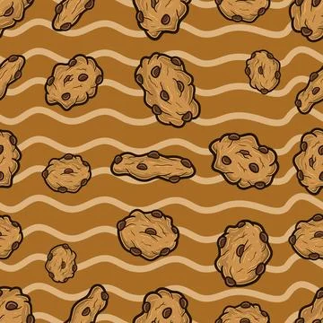 Cookies Seamless Pattern in Cartoon Style. Perfect For Background, Backdrop.. Stock Illustration