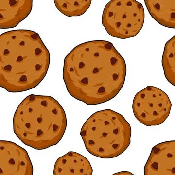 Cookies seamless pattern. pastry background. Food ornament. Sweet biscuits te Stock Illustration