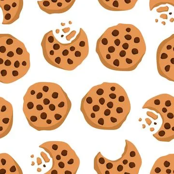 Cookies seamless pattern. Simple cute cookie flat vector backdrop. Hand drawn 库存插图