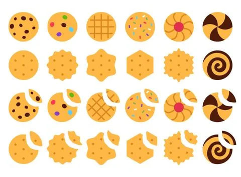 Cookies. Set of flat vector food icons Stock Illustration