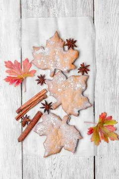Cookies in the shape of maple leaf Stock Photos