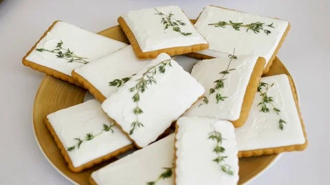 Cookies with sugar frosting Stock Footage