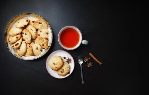 Cookies with tea Stock Photos