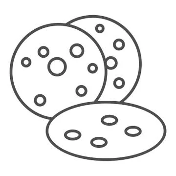 Cookies thin line icon. Dessert bakery biscuits illustration isolated on white Stock Illustration
