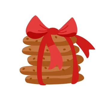 Cookies tied with a red ribbon..Vector illustration in cartoon style. Isolated Stock Illustration