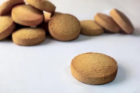 Cookies on a white background Selective focus Toned Stock Photos