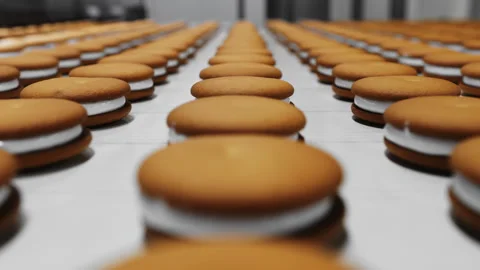 Cookies with white marshmallows. Stock Footage 278708288