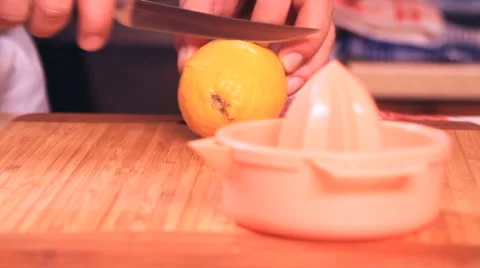 Cooking 0026-squeezing lemon Stock Footage 2352590