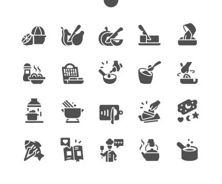 Cooking 2 Well-crafted Pixel Perfect Vector Solid Icons Stock Illustration