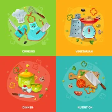 Cooking 2x2 Design Concept Stock Illustration