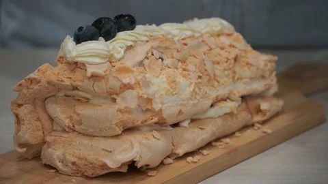 Cooking and baking. whip the cream for the cake and prepare a festive cake Stock Footage 224533802