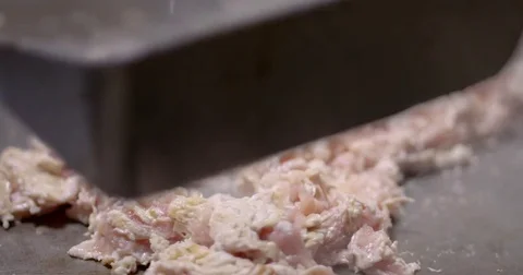 Cooking and chopping an authentic Philly Chicken Cheesesteak Stock Footage 85045841