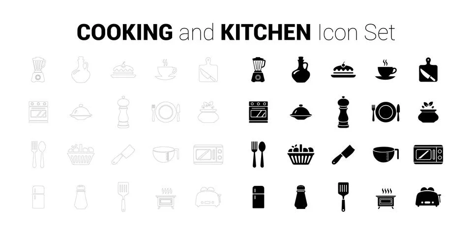 Cooking and Kitchen Icon Set Stock Illustration