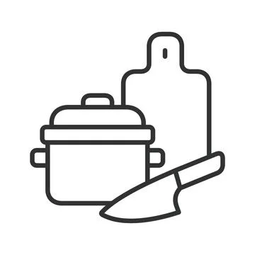 Cooking and kitchen utensils, icon in line design. Cooking, kitchen, utensils Stock Illustration