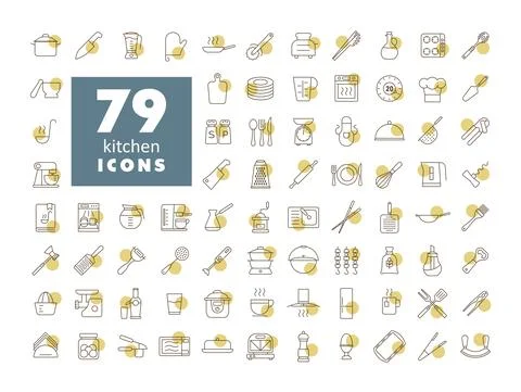 Cooking and kitchen vector icons set Illustrazione stock