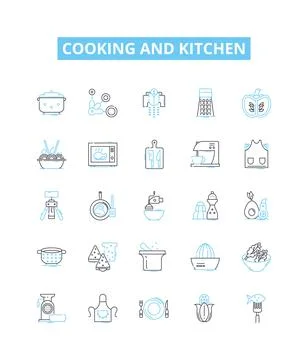 Cooking and kitchen vector line icons set. Cooking, Kitchen, Food, Baking Stock Illustration