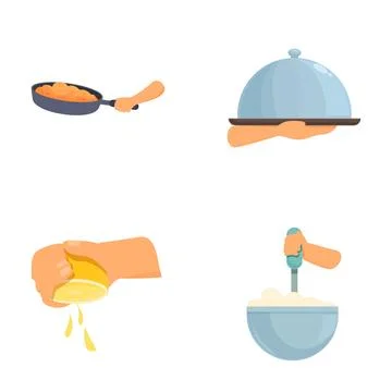 Cooking and serving vector icons set Stock Illustration
