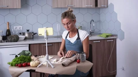 Cooking And Talking On Video Chat. Stock Footage 149828794