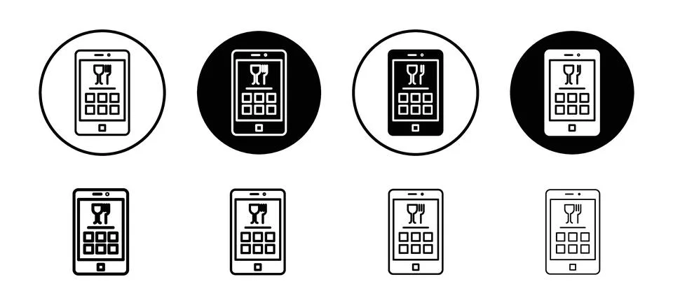 Cooking app vector icon set collection. Cooking app Outline flat Icon. Stock Illustration